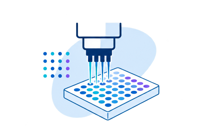 Automated multi-well plate screening illustration